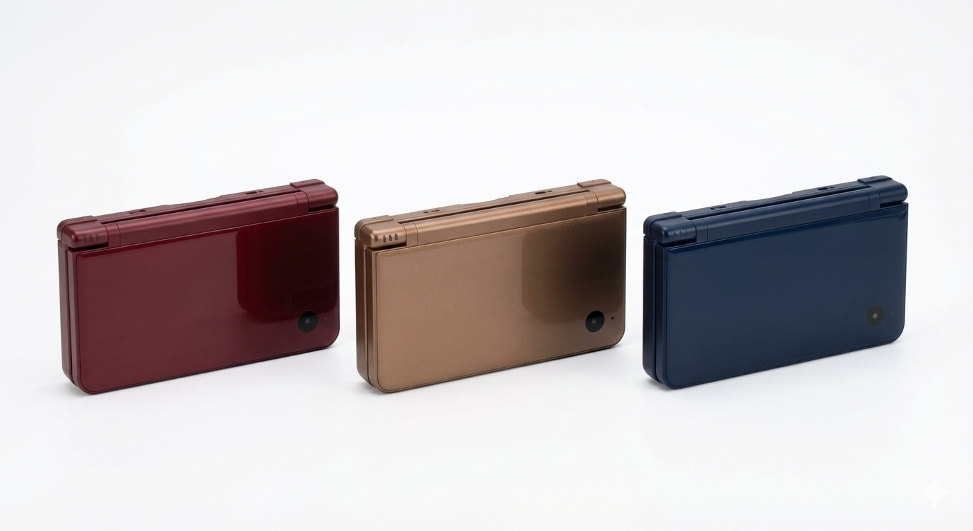 Nintendo DSi XL handheld console in multiple colours